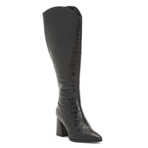 JOURNEE Multi Leather Extra Wide Calf Laila Tall Shaft Heeled Boots - Picture 1 of 2